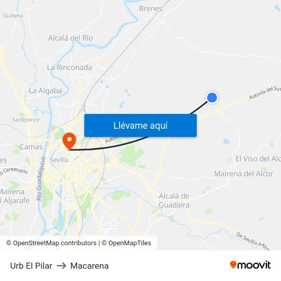 Urb El Pilar to Macarena map