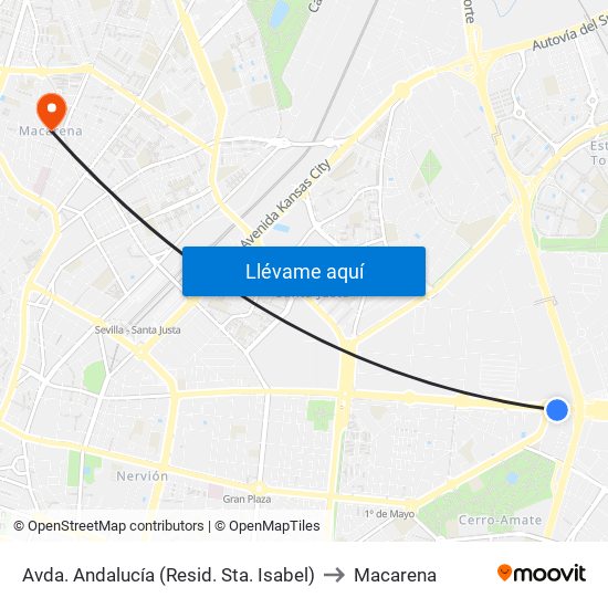 Avda. Andalucía (Resid. Sta. Isabel) to Macarena map