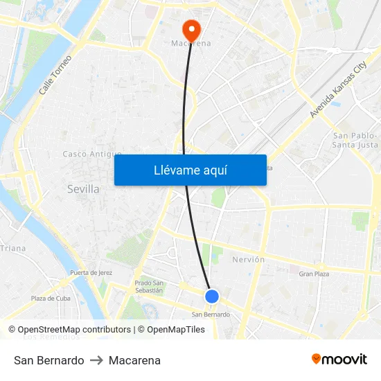 San Bernardo to Macarena map