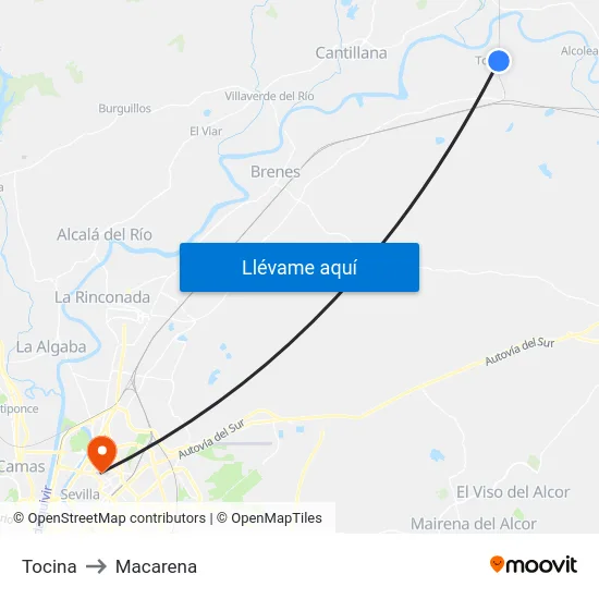 Tocina to Macarena map