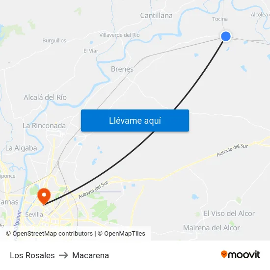 Los Rosales to Macarena map