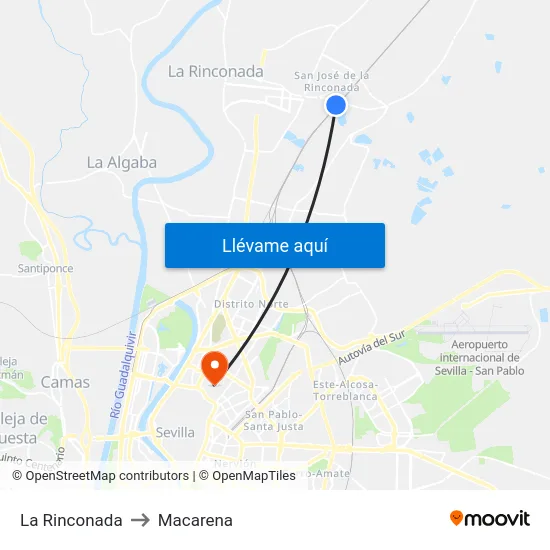 La Rinconada to Macarena map