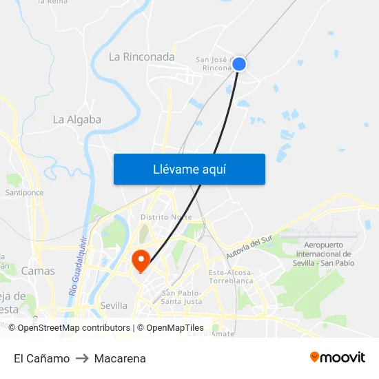 El Cañamo to Macarena map