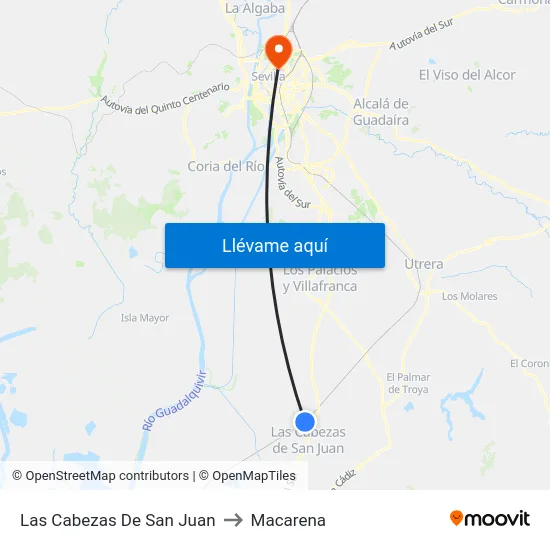 Las Cabezas De San Juan to Macarena map