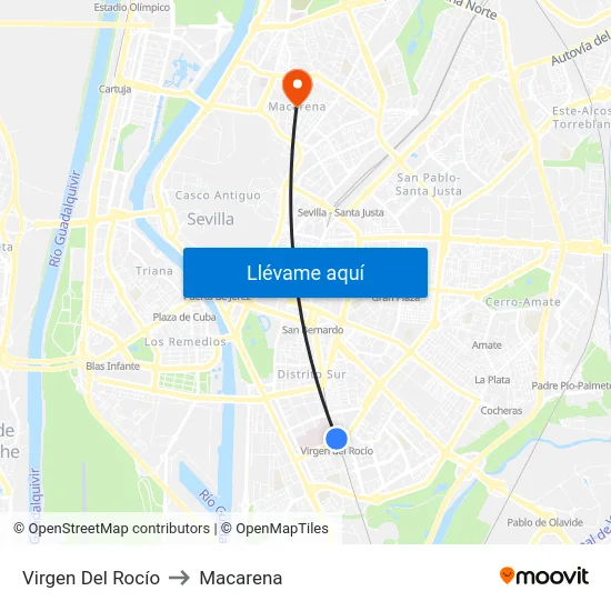 Virgen Del Rocío to Macarena map