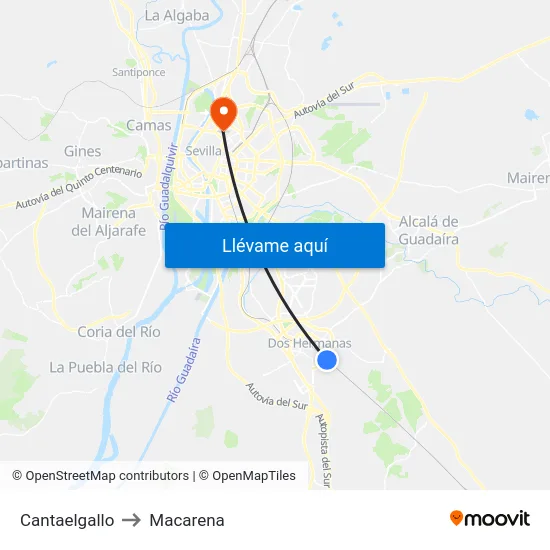 Cantaelgallo to Macarena map
