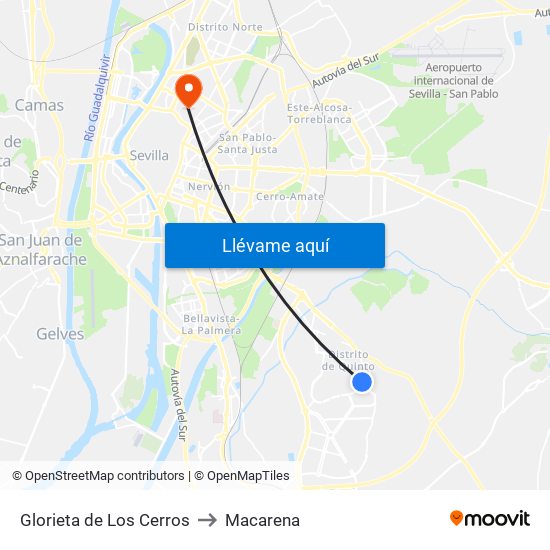 Glorieta de Los Cerros to Macarena map