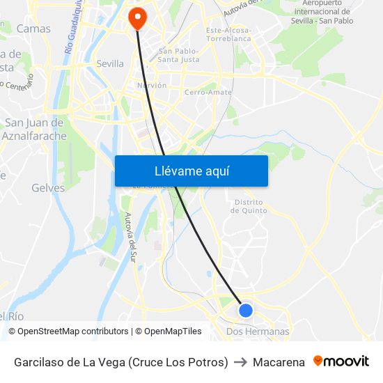 Garcilaso de La Vega (Cruce Los Potros) to Macarena map