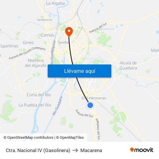 Ctra. Nacional IV (Gasolinera) to Macarena map