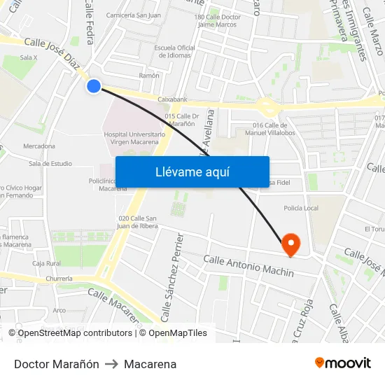 Doctor Marañón to Macarena map