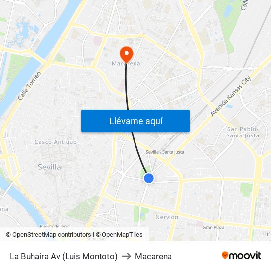 La Buhaira  Av (Luis Montoto) to Macarena map