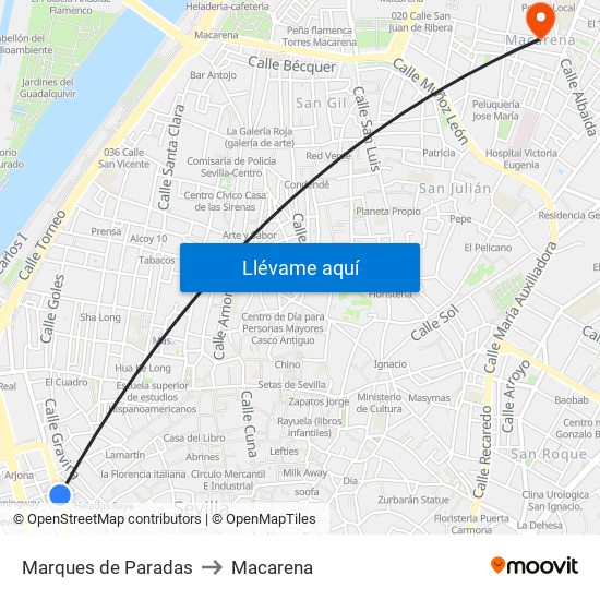 Marques de Paradas to Macarena map