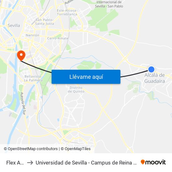 Flex A-92 to Universidad de Sevilla - Campus de Reina Mercedes map