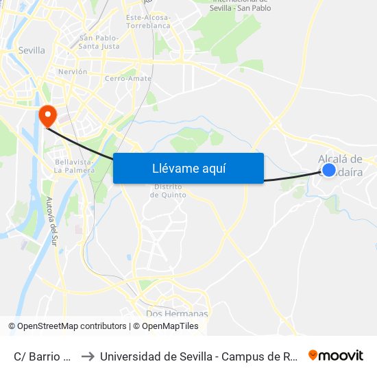 C/ Barrio Nuevo to Universidad de Sevilla - Campus de Reina Mercedes map