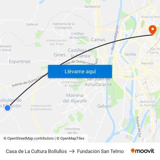 Casa de La Cultura Bollullos to Fundación San Telmo map