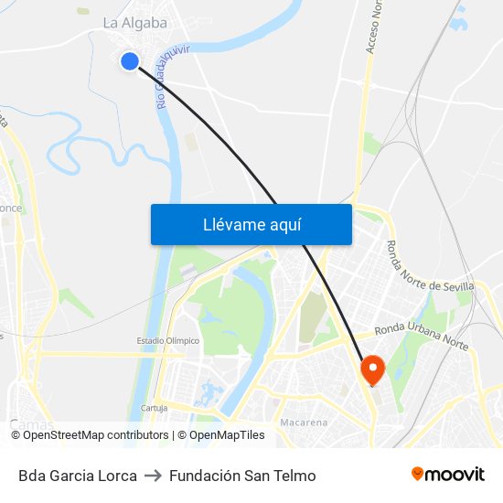 Bda Garcia Lorca to Fundación San Telmo map