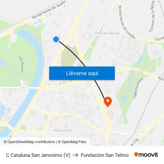 C Cataluna San Jeronimo (V) to Fundación San Telmo map