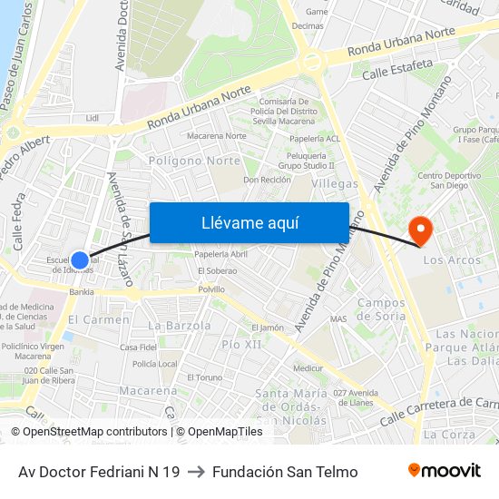 Av Doctor Fedriani N 19 to Fundación San Telmo map