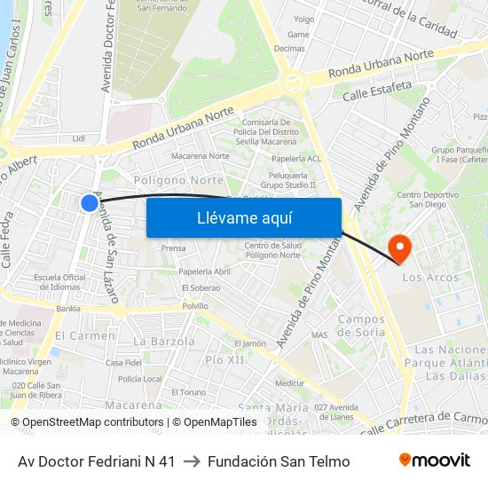 Av Doctor Fedriani N 41 to Fundación San Telmo map