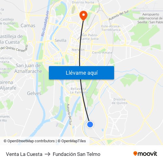 Venta La Cuesta to Fundación San Telmo map