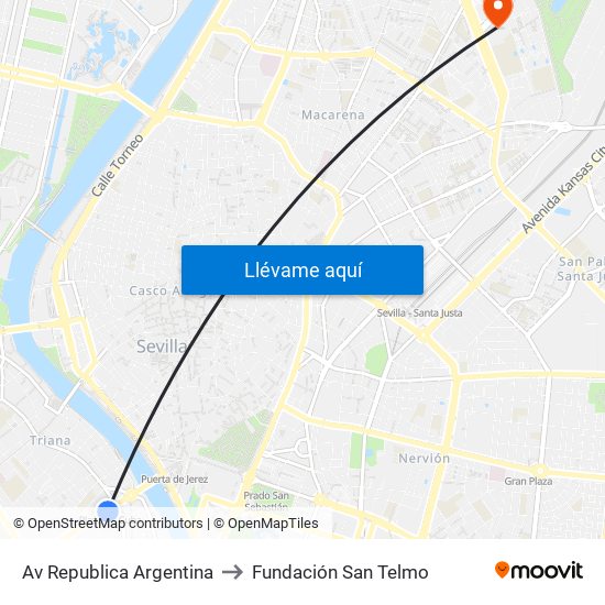 Av Republica Argentina to Fundación San Telmo map