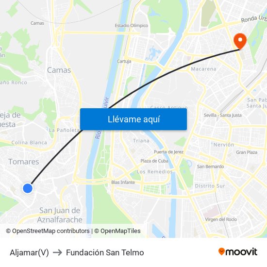 Aljamar(V) to Fundación San Telmo map