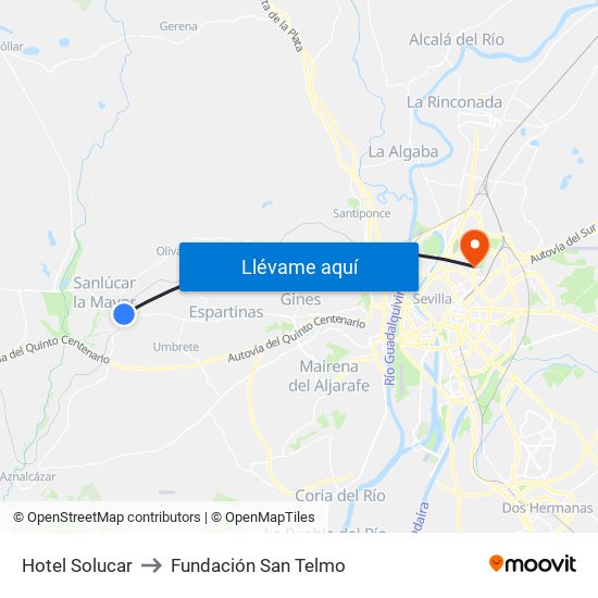 Hotel Solucar to Fundación San Telmo map