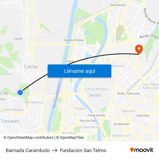 Barriada Carambolo to Fundación San Telmo map