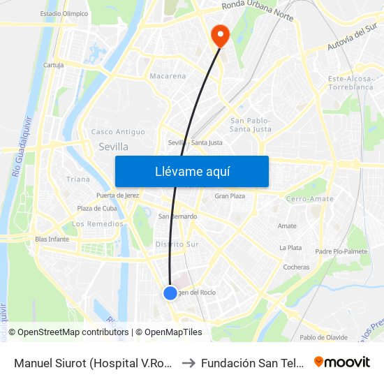 Manuel Siurot (Hospital V.Rocio) to Fundación San Telmo map