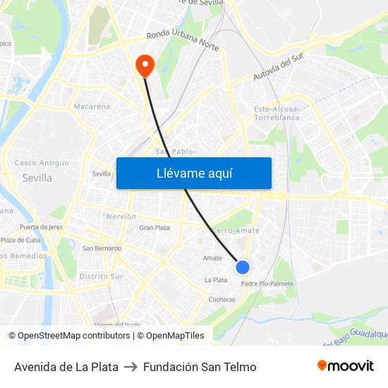 Avenida de La Plata to Fundación San Telmo map