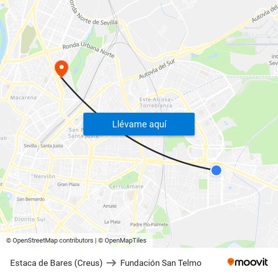 Estaca de Bares (Creus) to Fundación San Telmo map