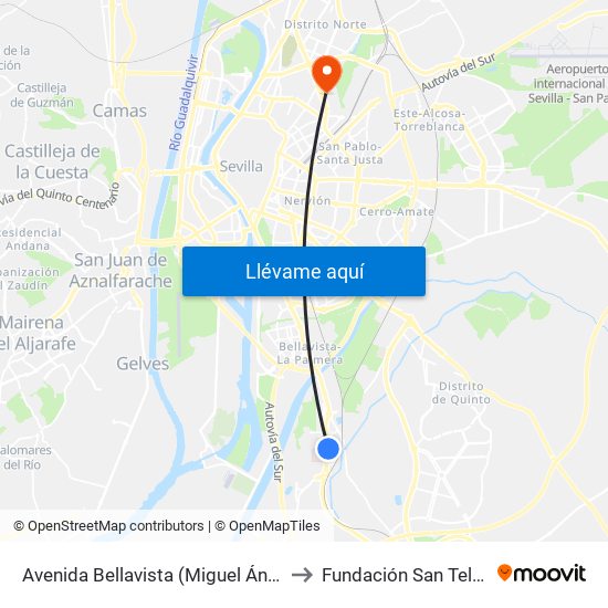 Avenida Bellavista (Miguel Ángel) to Fundación San Telmo map
