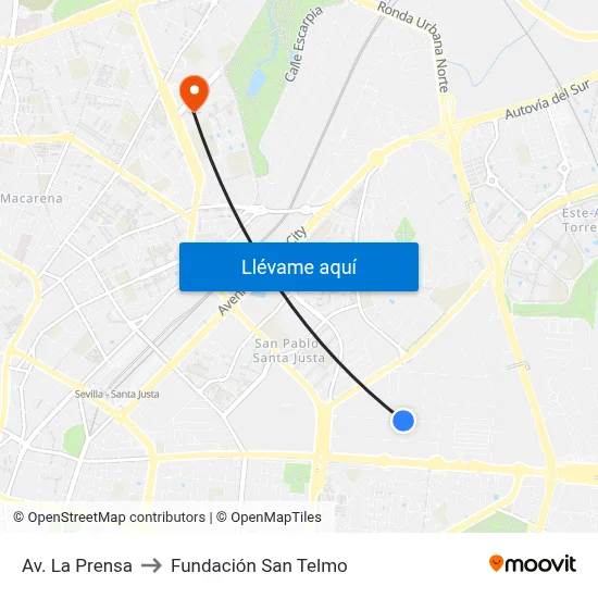 Av. La Prensa to Fundación San Telmo map
