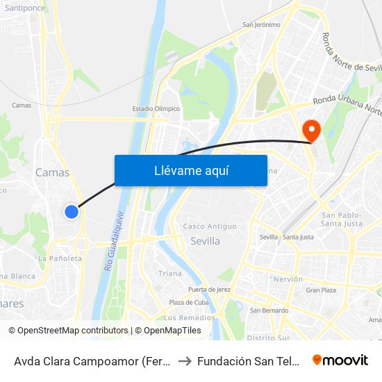 Avda Clara Campoamor (Feria) to Fundación San Telmo map