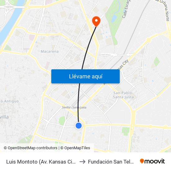 Luis Montoto (Av. Kansas City) to Fundación San Telmo map