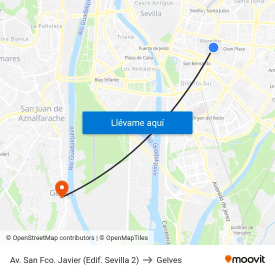 Av. San Fco. Javier (Edif. Sevilla 2) to Gelves map