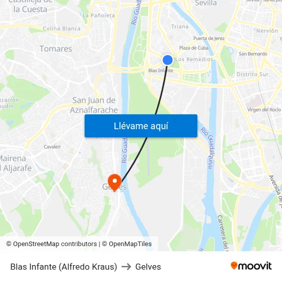 Blas Infante (Alfredo Kraus) to Gelves map