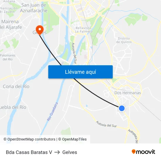 Bda Casas Baratas V to Gelves map