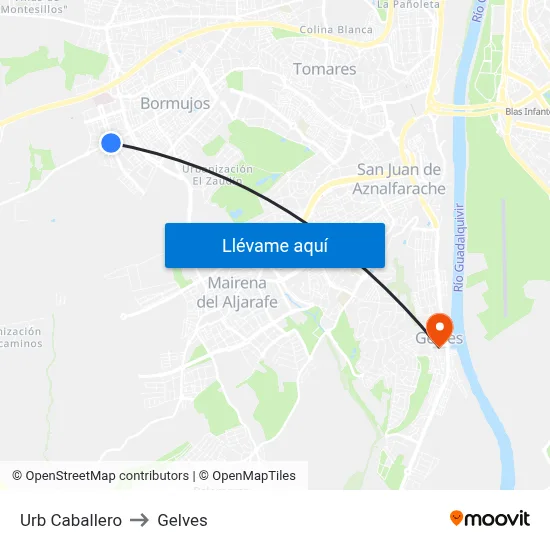 Urb Caballero to Gelves map
