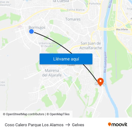 Coso Calero Parque Los Alamos to Gelves map