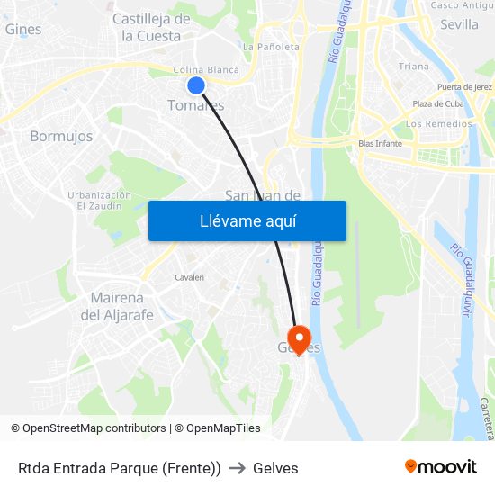 Rtda Entrada Parque (Frente)) to Gelves map