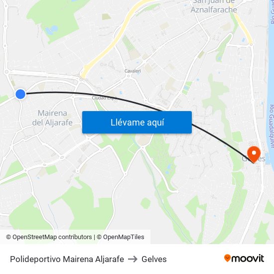 Polideportivo Mairena Aljarafe to Gelves map