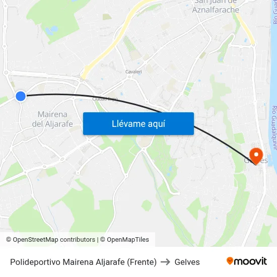 Polideportivo Mairena Aljarafe (Frente) to Gelves map