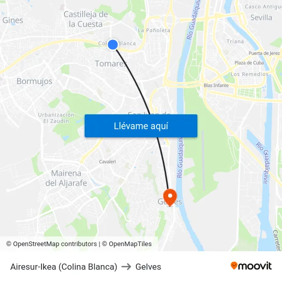 Airesur-Ikea (Colina Blanca) to Gelves map