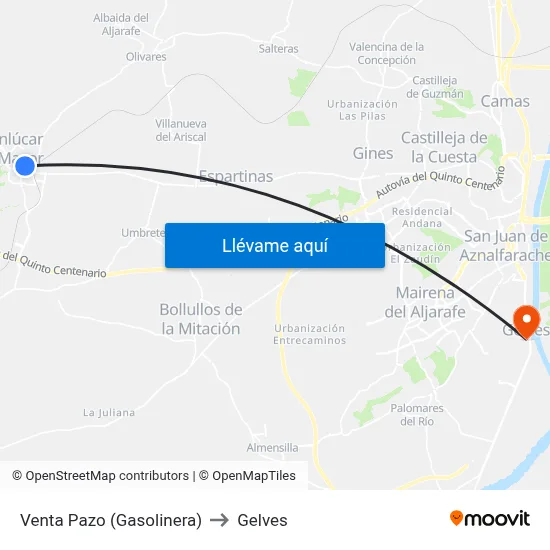 Venta Pazo (Gasolinera) to Gelves map