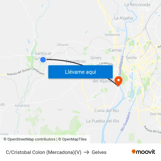 C/Cristobal Colon (Mercadona)(V) to Gelves map