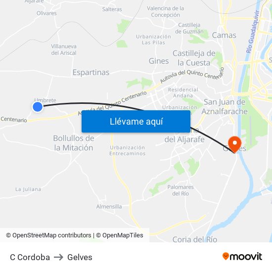C Cordoba to Gelves map