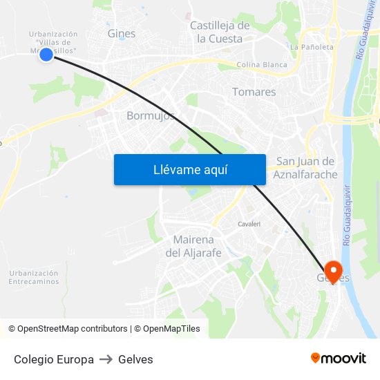 Colegio Europa to Gelves map