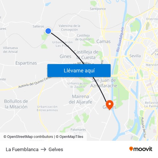 La Fuemblanca to Gelves map