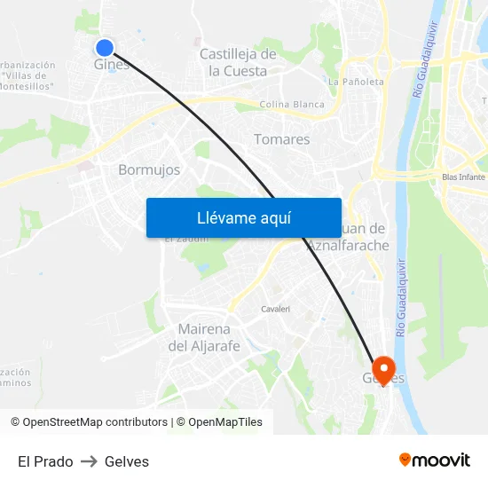 El Prado to Gelves map